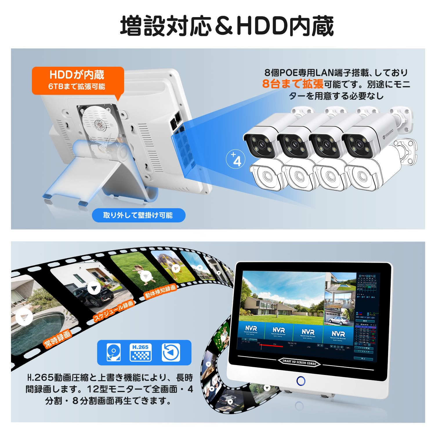 Amazon.co.jp: 【最新500万画素】 防犯カメラ 屋外 POE給電 3K 12型